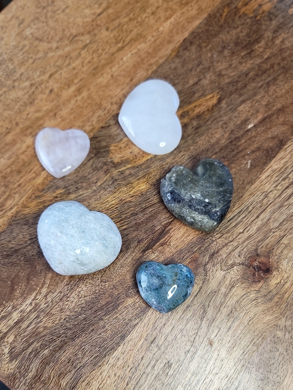 Polished Heart Crystal Set - Mixed Pastel and Green Hearts
